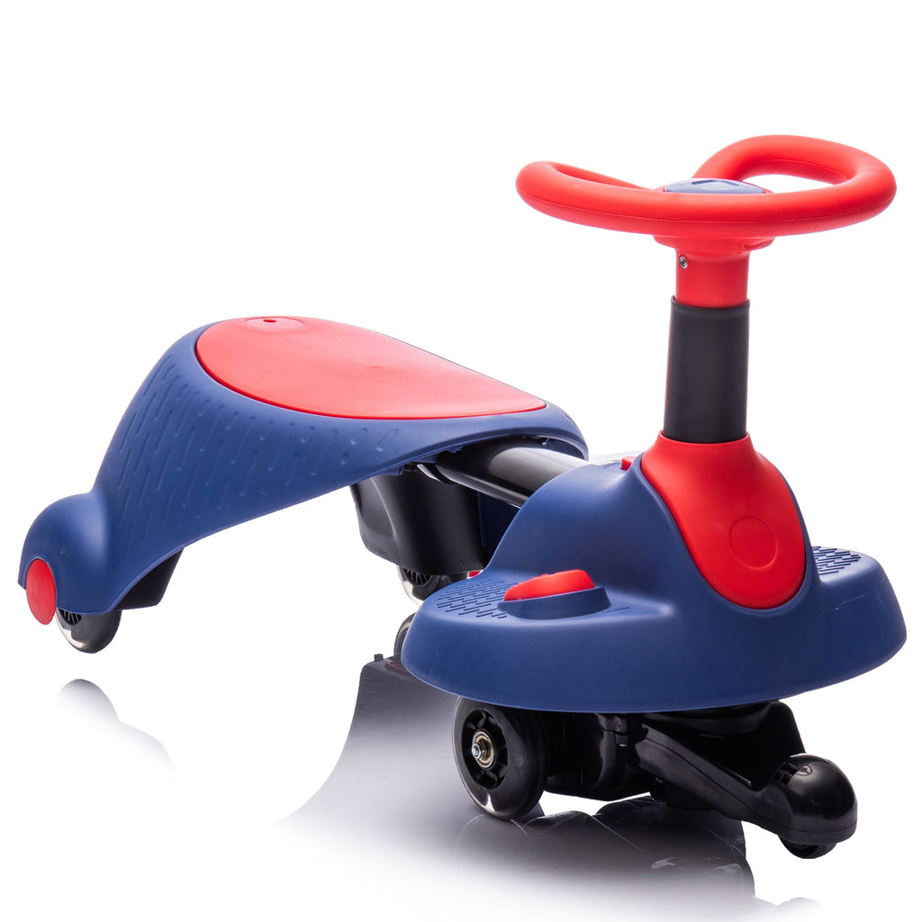 Yeah Depot - 6V Kids Ride On Electric Wiggle Car,flashing wheels,Shock absorbing PU wheel,Retractable,steering wheel rotates 360Â°,Two-speed adjustment,Bluetooth,Provide a speed of 1.86-3.11MPH for kids aged 3+.