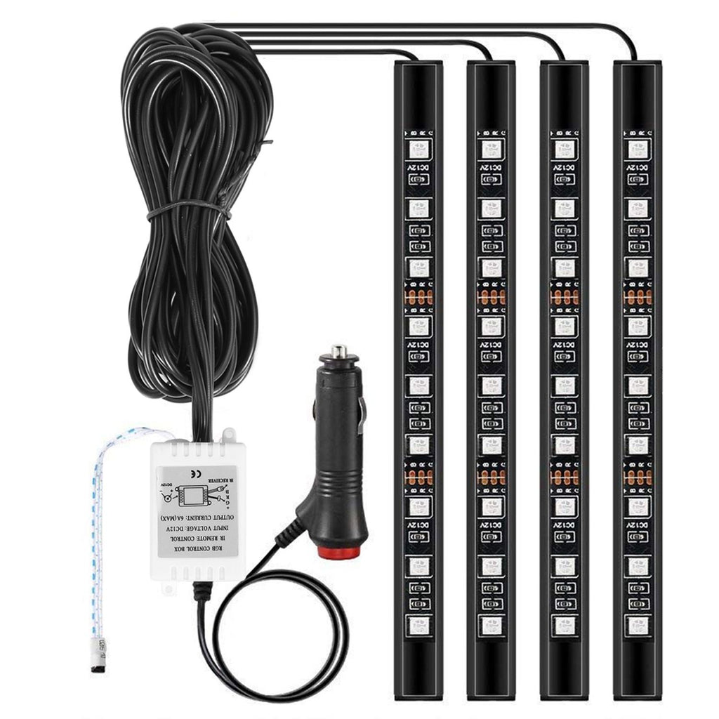 Eggracks by Global Phoenix - 4PCS 36LEDs 12V Car Atmosphere Light Strip IP65 Colorful RGB LED Neon Lights IR Remote