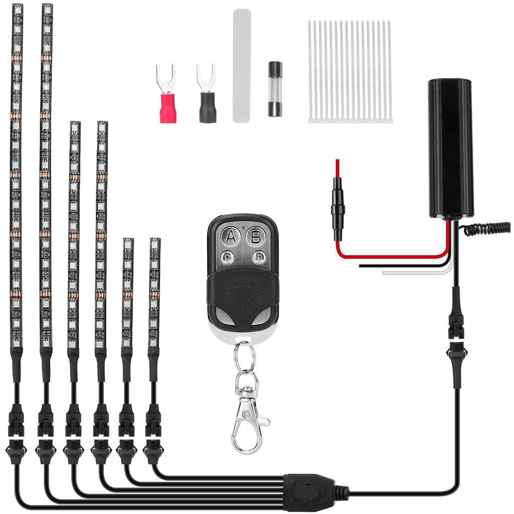 Eggracks by Global Phoenix - 6Pcs Motorcycle LED Light Strips Multi-Color Neon Light Kits Waterproof DC 12V RGB Atmosphere Lights