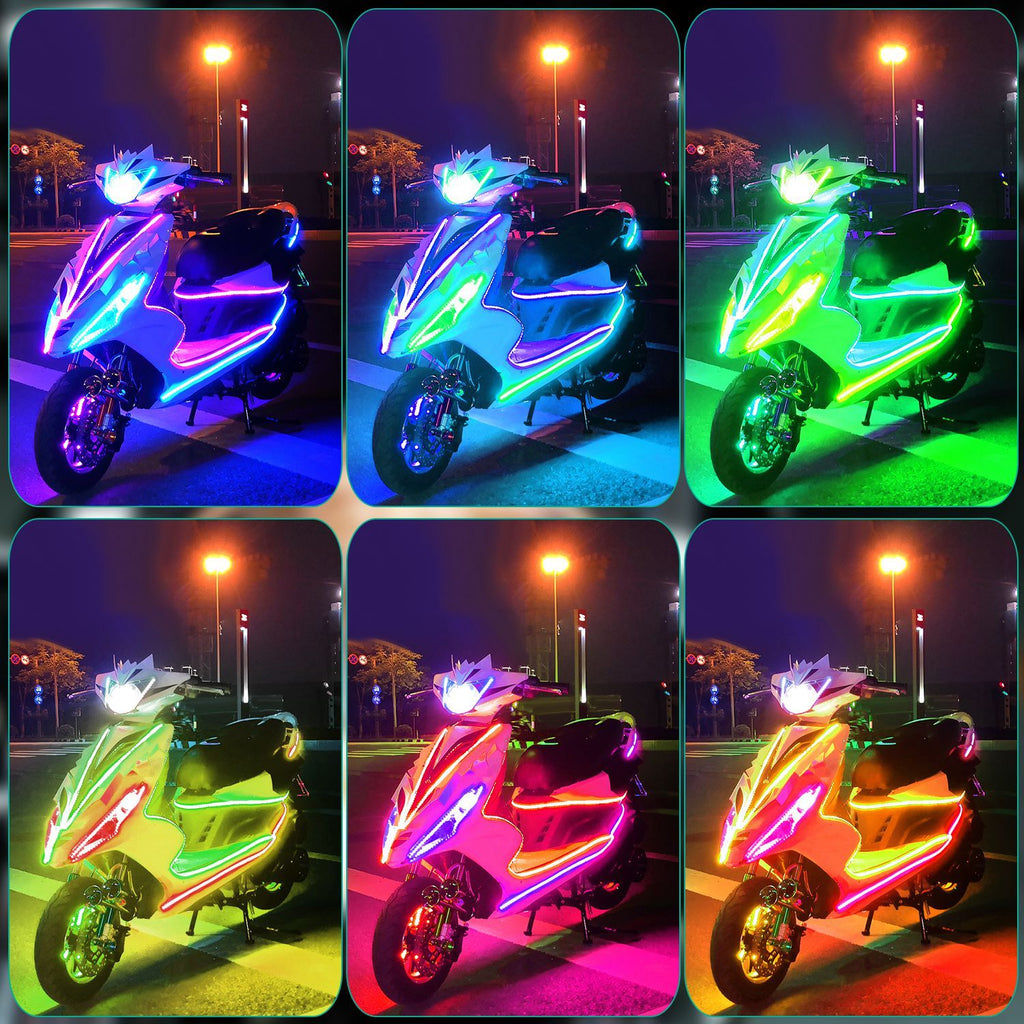 Eggracks by Global Phoenix - 6Pcs Motorcycle LED Light Strips Multi-Color Neon Light Kits Waterproof DC 12V RGB Atmosphere Lights