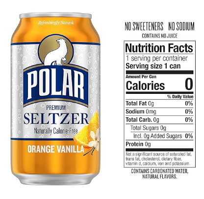 Flexile - Polar Seltzer Water Orange Vanilla, 12 fl oz cans, 24pk