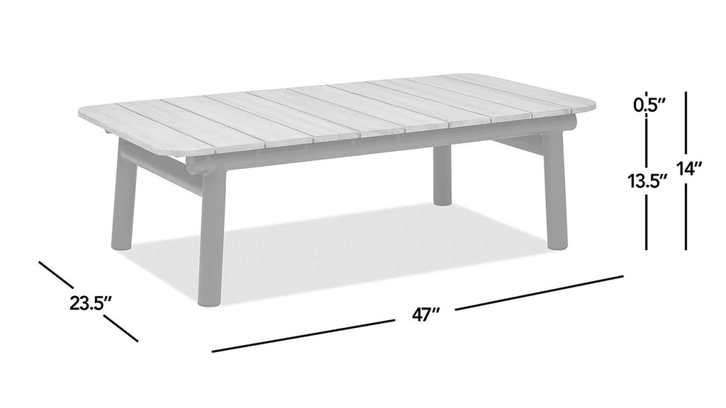 Yeah Depot - Zara 47'' Dowel Frame Patio Coffee Table with Teak Top, Black & Natural Aluminum & Teak