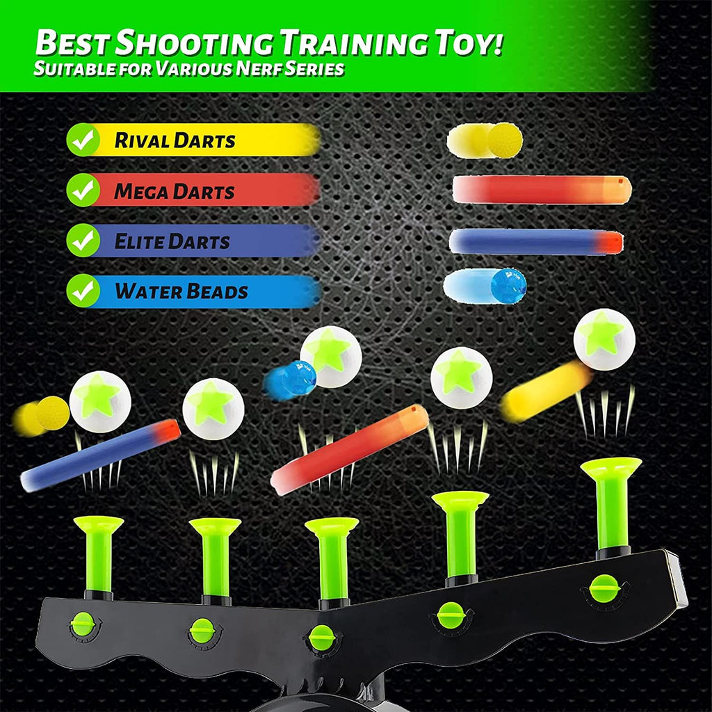 RAINBEAN - Shooting Targets for Nerf Guns Shooting Game Glow in The Dark Floating Ball Target Practice Toys for Kids Boys Hover Shot 1 Blaster Toy Gun 10 Soft Foam Balls 3 Darts Gift