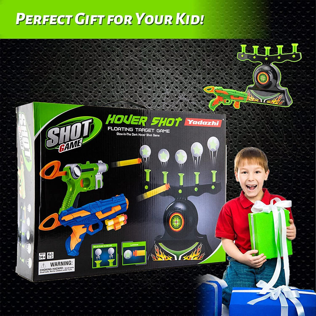 RAINBEAN - Shooting Targets for Nerf Guns Shooting Game Glow in The Dark Floating Ball Target Practice Toys for Kids Boys Hover Shot 1 Blaster Toy Gun 10 Soft Foam Balls 3 Darts Gift