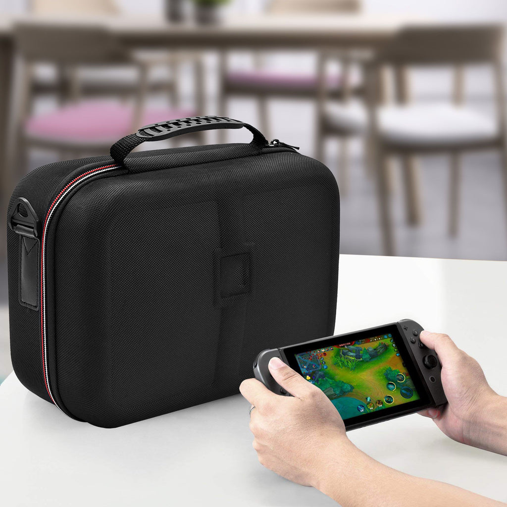 Eggracks by Global Phoenix - Portable Deluxe Carrying Case for Nintendo Switch Protected Travel Case with Rubberized Handle Shoulder Strap