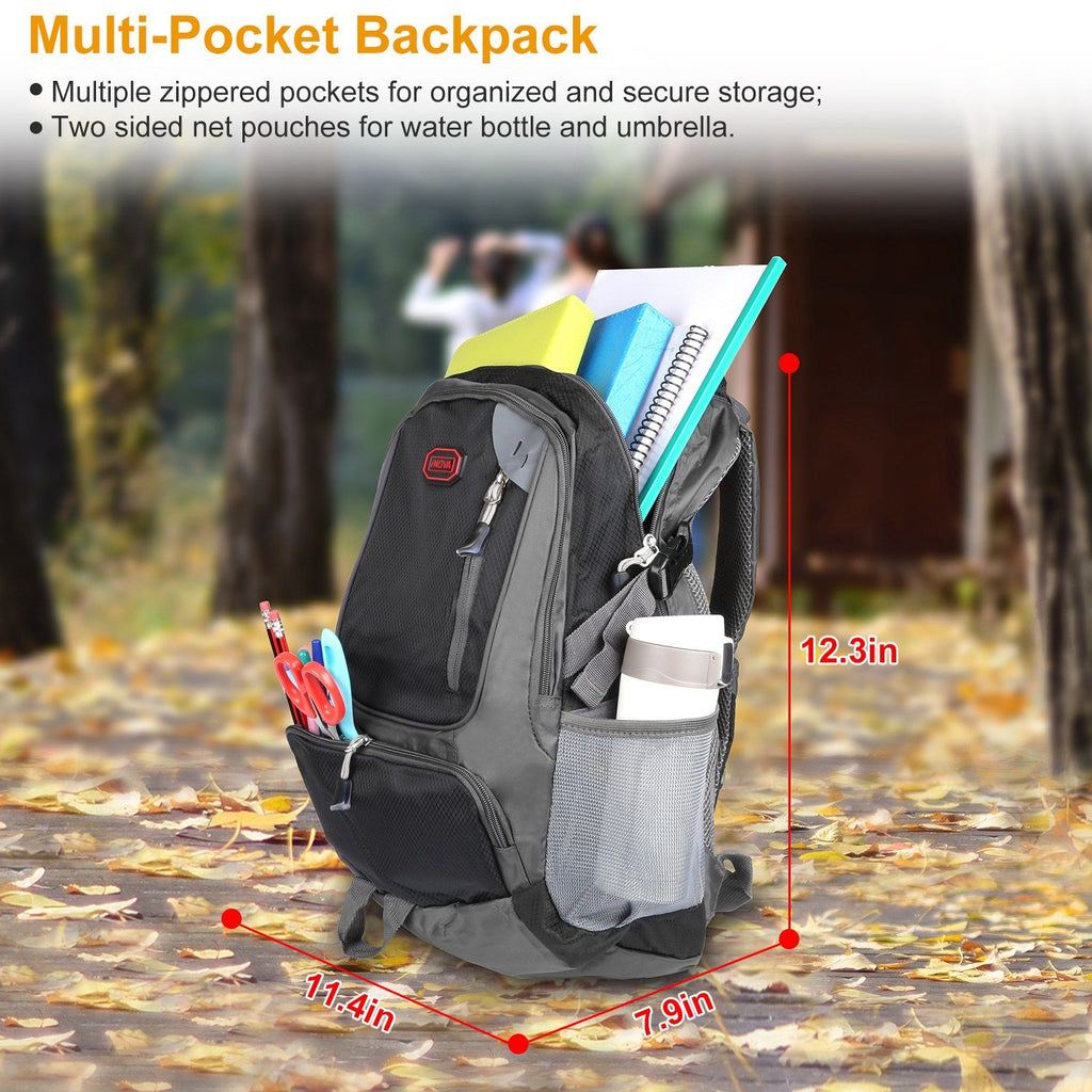 Eggracks by Global Phoenix - Unisex School Backpack Casual Travel Shoulder Bag W/ Adjustable Straps Dual-Water Bottle Pouch