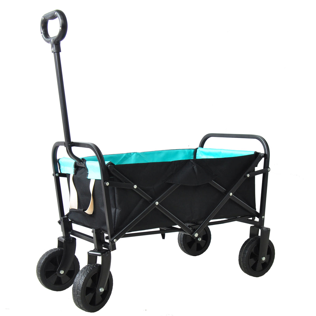 Yeah Depot - Mini Folding Wagon Garden Shopping Beach Cart (black+blue)