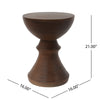 Yeah Depot - 16'' Ribbed Brown Concrete Outdoor Side Table with Hourglass Design â€“ Weather-Resistant Accent for Patio, Garden, or Balcony