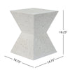 Yeah Depot - 14.75'' White Terrazzo Finish Prismatic Symmetry Concrete Outdoor Side Table with Prismatic Design â€“ Weather-Resistant Accent for Patio, Garden, or Balcony