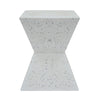 Yeah Depot - 14.75'' White Terrazzo Finish Prismatic Symmetry Concrete Outdoor Side Table with Prismatic Design â€“ Weather-Resistant Accent for Patio, Garden, or Balcony