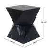 Yeah Depot - 14.25'' Black Concrete Side Table with Rustic Hand-Carved Texture and Unique Symmetric Form â€“ Weather-Resistant Accent for Patio, Garden, or Balcony