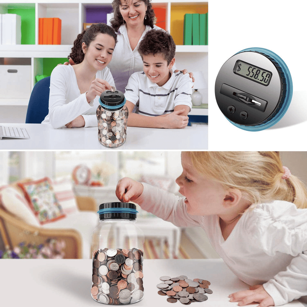 syenll - Digital Counting Piggy Bank, 1.8L Large Coin Counter with LCD Display Money Saving Jar for Kids, Boys Girls Christmas Gift