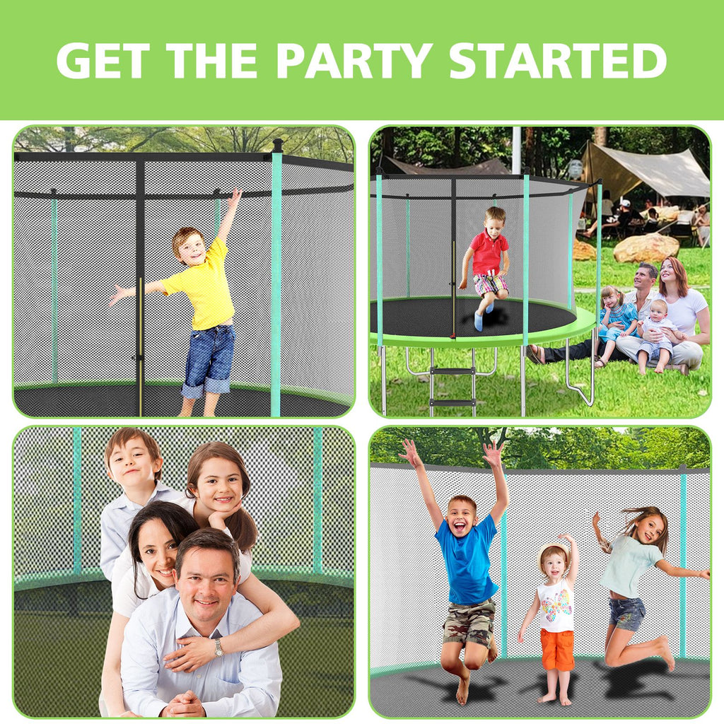Yeah Depot - 10ft Green Outdoor Toddler Trampoline with Enclosure Safety Net Jumping Fun Trampoline, heavy-duty jump pads, spring-loaded for children and adults, Gifts for Boys/Girls