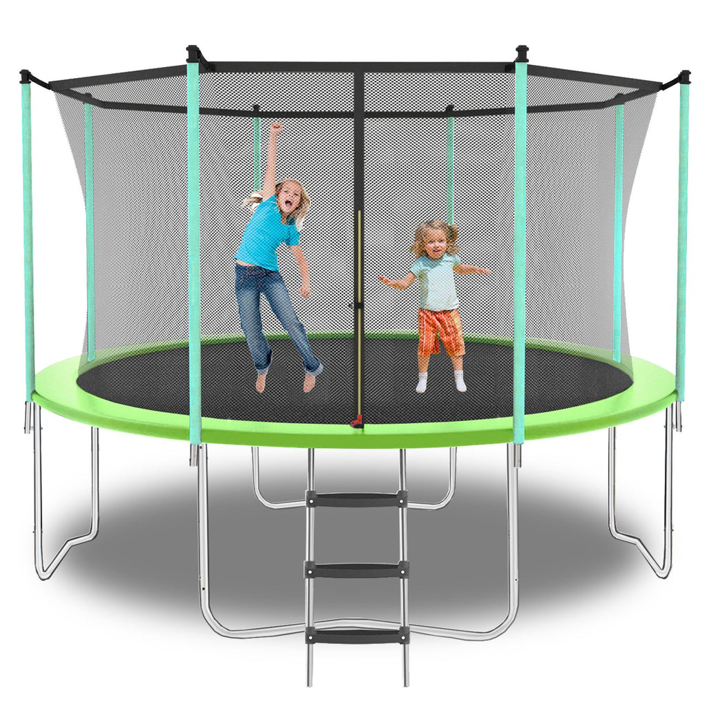 Yeah Depot - 10ft Green Outdoor Toddler Trampoline with Enclosure Safety Net Jumping Fun Trampoline, heavy-duty jump pads, spring-loaded for children and adults, Gifts for Boys/Girls