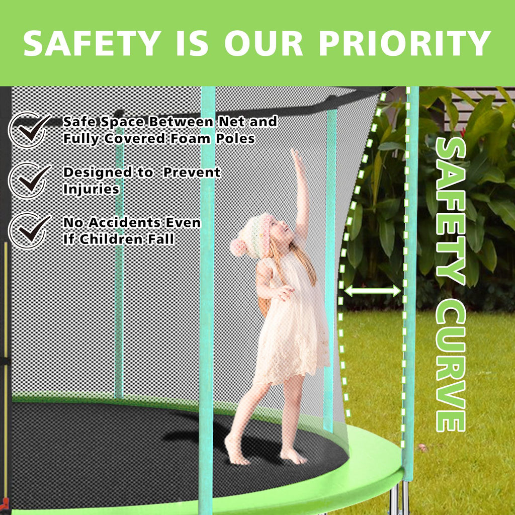 Yeah Depot - 10ft Green Outdoor Toddler Trampoline with Enclosure Safety Net Jumping Fun Trampoline, heavy-duty jump pads, spring-loaded for children and adults, Gifts for Boys/Girls