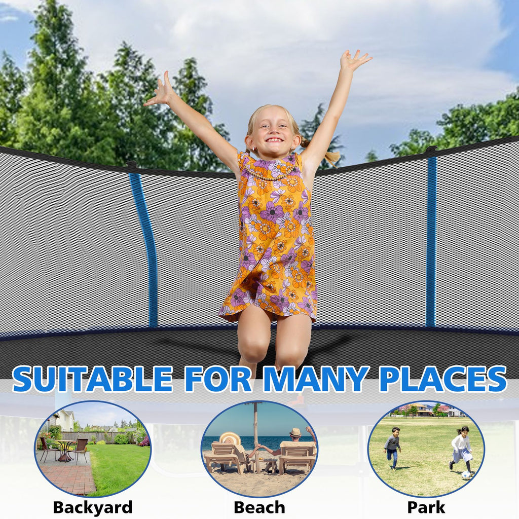 Yeah Depot - 10ft Blue Outdoor Toddler Trampoline with Enclosure Safety Net Jumping Fun Trampoline, heavy-duty jump pads, spring-loaded for children and adults, Gifts for Boys/Girls