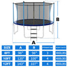 Yeah Depot - 12ft Blue Outdoor Toddler Trampoline with Enclosure Safety Net Jumping Fun Trampoline, heavy-duty jump pads, spring-loaded for children and adults, Gifts for Boys/Girls