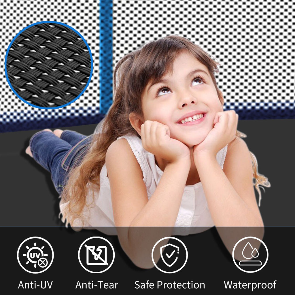 Yeah Depot - 12ft Blue Outdoor Toddler Trampoline with Enclosure Safety Net Jumping Fun Trampoline, heavy-duty jump pads, spring-loaded for children and adults, Gifts for Boys/Girls
