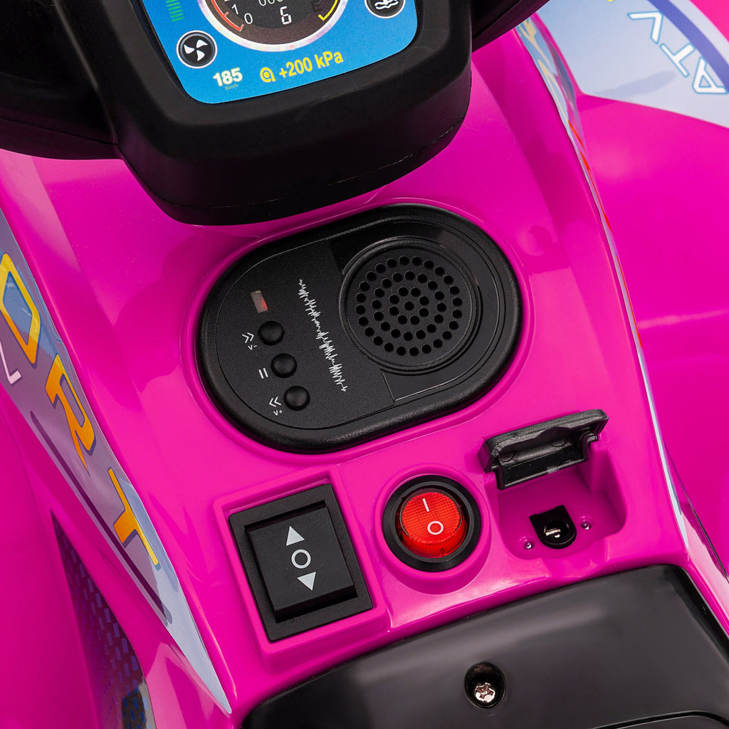 Yeah Depot - Qaba Kids ATV Quad, 6V Ride On Toy with 1.6MPH Max Speed, Rechargeable Battery, 4 Wheeler Battery Powered with Lights, Forward & Reverse for Toddlers, Pink