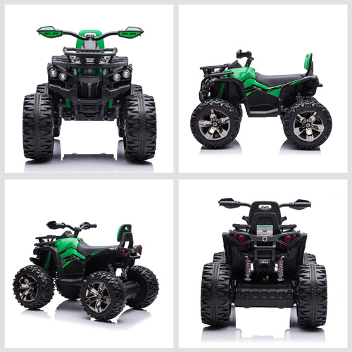 Yeah Depot - Aosom 12V Kids 4 Wheeler, Ride on ATV for Kids with Music, Realistic Headlights & Wide Wheels, Toddler Quad for Boys and Girls, Green