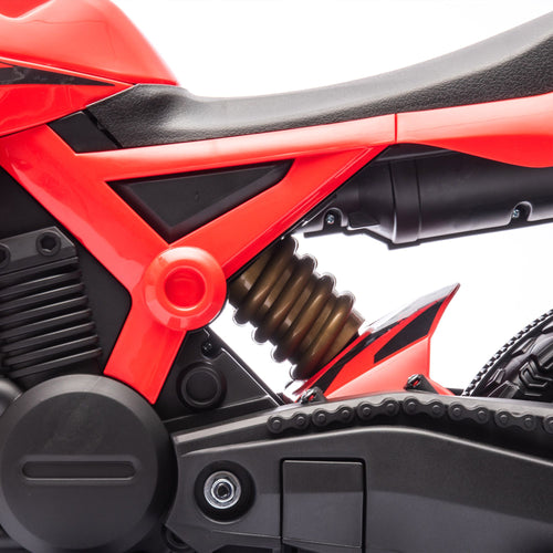 Yeah Depot - Qaba Kids Motorcycle, 6V Battery Powered Dirt Bike with Training Wheels, Horn & Start Sound, Electric Motorcycle for Kids 3-8 Years, Red