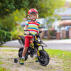 Yeah Depot - Qaba 12V Kids Motorcycle, Aprilia Licenced Electric Motorcycle for Kids with Training Wheels, Spring Suspension, LED Light, USB, Music, Battery Powered Electric Dirt Bike for Boys Girls, Yellow