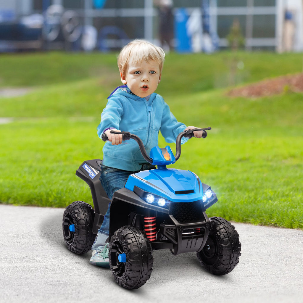 Yeah Depot - Qaba 12V Kids ATV, Battery Powered Four Wheeler with Spring Suspension, Forward & Reverse, LED Lights, Music, MP3, Kids Electric Car for Boys Girls, Blue