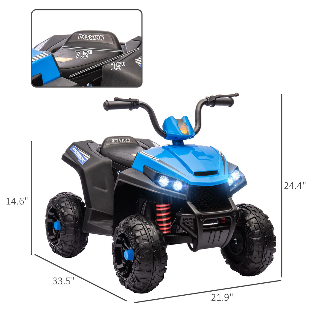 Yeah Depot - Qaba 12V Kids ATV, Battery Powered Four Wheeler with Spring Suspension, Forward & Reverse, LED Lights, Music, MP3, Kids Electric Car for Boys Girls, Blue