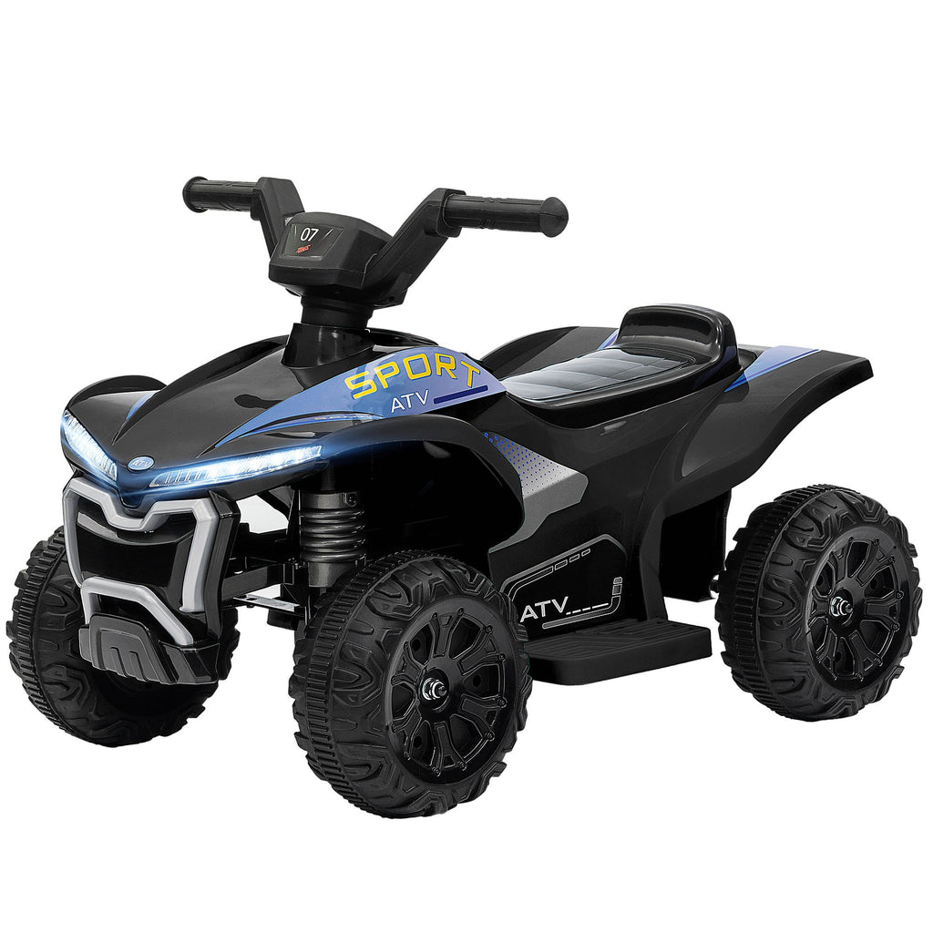 Yeah Depot - Qaba Kids ATV Quad, 6V Ride On Toy with 1.6MPH Max Speed, Rechargeable Battery, 4 Wheeler Battery Powered with Lights, Forward & Reverse for Toddlers, Black
