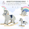 Yeah Depot - Qaba Kids Rocking Horse for Toddler 3-5, Plush Ride on Horse Wooden Rocker with Realistic Sounds, Gray