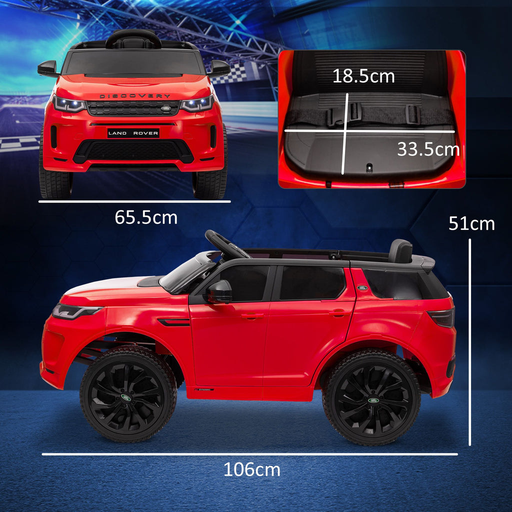 Yeah Depot - Qaba Land Rover Discovery Sport Licensed 12V Kids Ride on Car, Battery Powered Kids Electric Car with Remote Control, Soft Start, LED Lights, Music Horn, 3 Speeds, Red