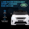 Yeah Depot - Qaba Land Rover Discovery Sport Licensed 12V Kids Ride on Car, Battery Powered Kids Electric Car with Remote Control, Soft Start, LED Lights, Music Horn, 3 Speeds, White