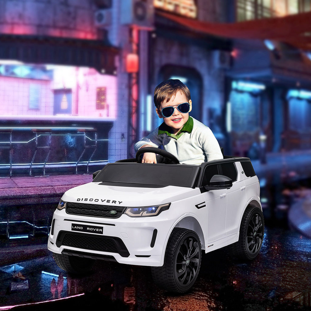 Yeah Depot - Qaba Land Rover Discovery Sport Licensed 12V Kids Ride on Car, Battery Powered Kids Electric Car with Remote Control, Soft Start, LED Lights, Music Horn, 3 Speeds, White