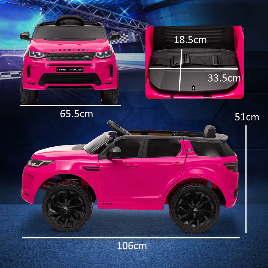 Yeah Depot - Qaba Land Rover Discovery Sport Licensed 12V Kids Ride on Car, Battery Powered Kids Electric Car with Remote Control, Soft Start, LED Lights, Music Horn, 3 Speeds, Pink