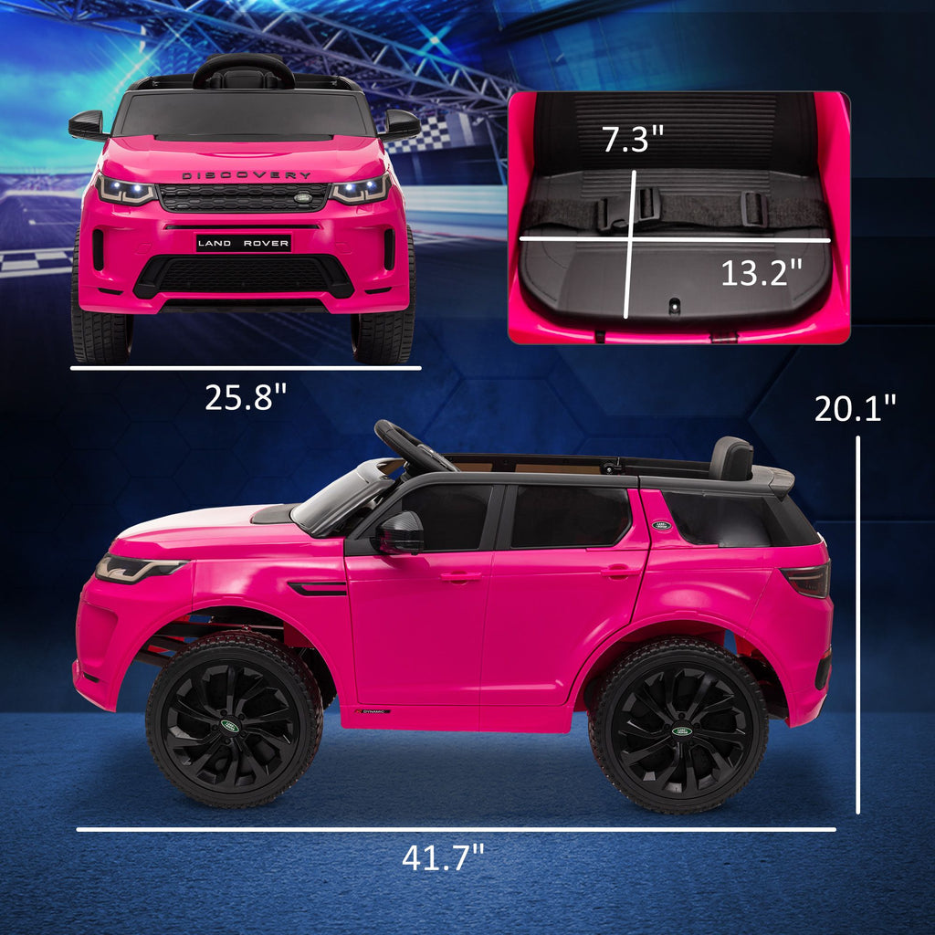 Yeah Depot - Qaba Land Rover Discovery Sport Licensed 12V Kids Ride on Car, Battery Powered Kids Electric Car with Remote Control, Soft Start, LED Lights, Music Horn, 3 Speeds, Pink