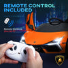 Yeah Depot - Qaba Lamborghini Revuelto Licensed 12V Kids Electric Car, Battery Powered Ride on Car with Hydraulic Doors, Remote Control, Transport Wheels, Spring Suspension, Music, Lights, 3 Speeds, Orange
