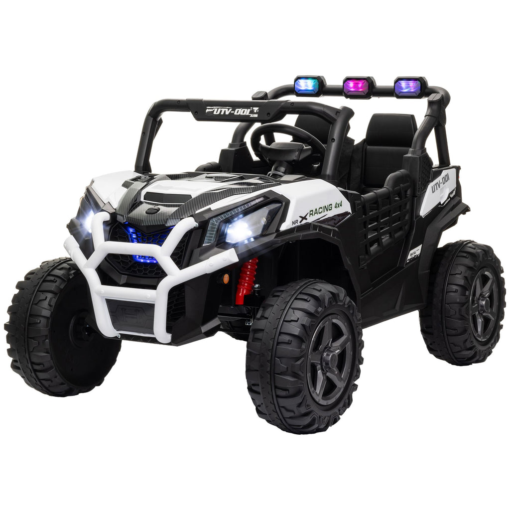 Yeah Depot - Qaba 2 Seater Electric Car for Kids, 24V Battery Powered Ride on Car with Remote Control, 3 Speed, Slow Start, LED Lights, Music, Horn, Spring Suspension for 3-8 Years, White