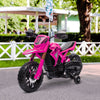Yeah Depot - Qaba Kids Motorcycle, 6V Battery Powered Dirt Bike with Training Wheels, Horn & Start Sound, Electric Motorcycle for Kids 3-8 Years, Pink