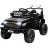 Yeah Depot - Qaba 12V Ride On Truck, Battery Powered Kids Electric Car UTV with 4 Suspension Wheels, Remote Control, 3 Speeds, LED Headlights, Horn, USB Music, Black