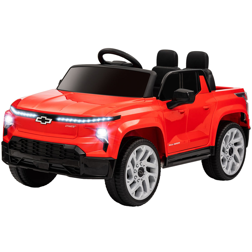 Yeah Depot - Qaba 12V Kids Electric Car, Chevrolet Silverado EV RST Licensed Ride on Car with Parent Remote Control, Spring Suspension, Soft Start, Training Wheels, LED Lights, Music, MP3, 3 Speed, Red