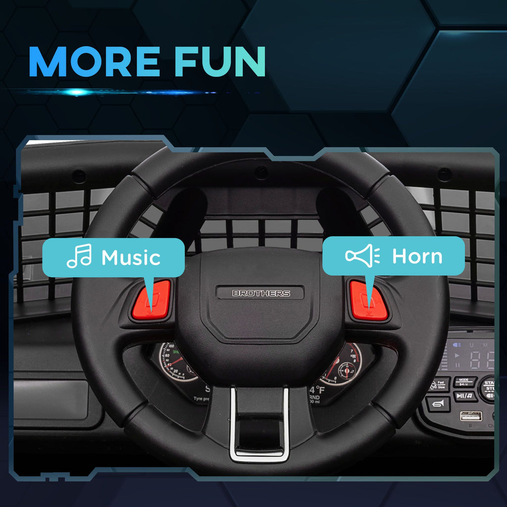 Yeah Depot - Qaba 12V Ride on Truck, Battery Powered Kids Electric Car with Parent Remote, 4 Suspension Wheels, 3 MPH Max Speed, Music, Horn & LED Lights for Ages 3-6 Years Old, Black