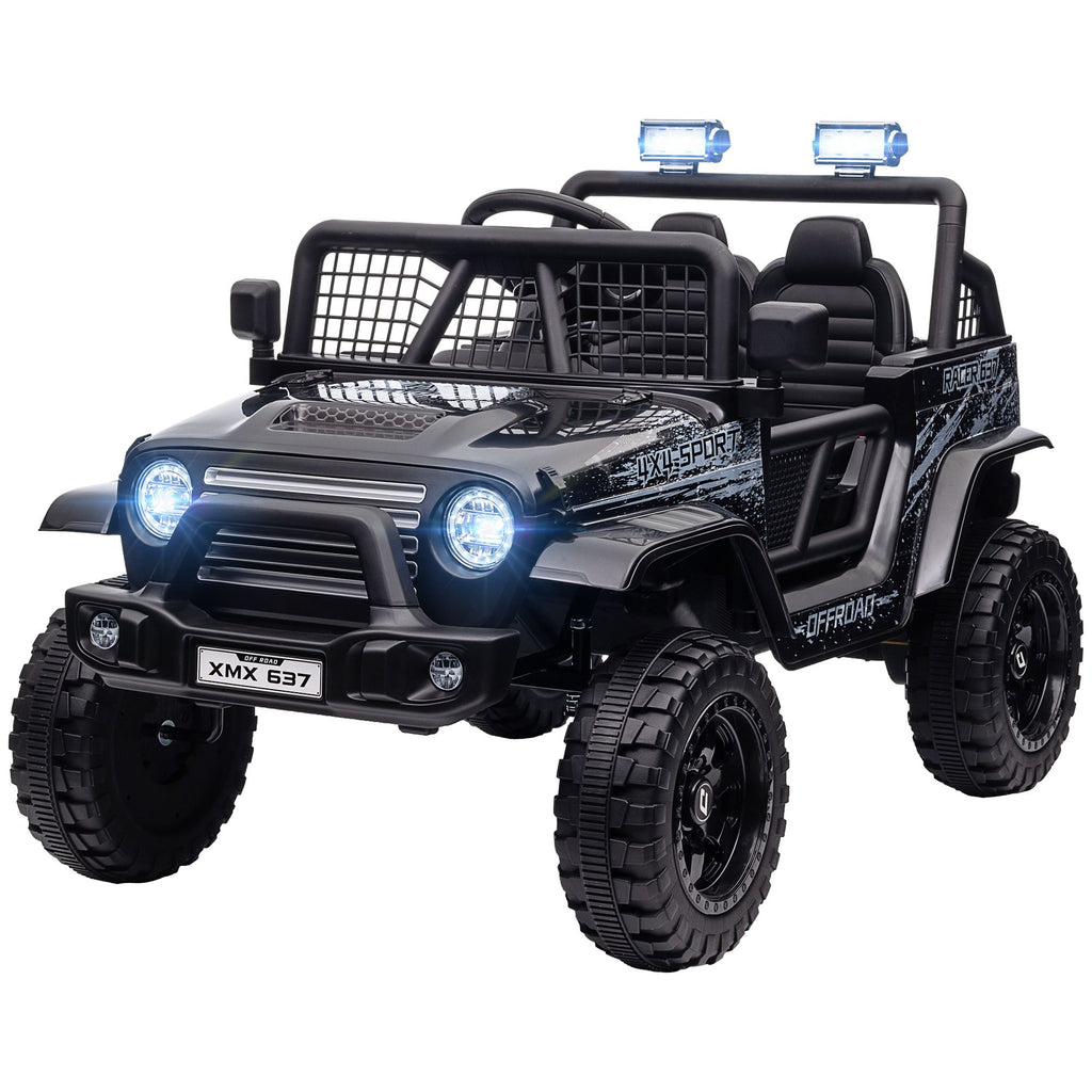 Yeah Depot - Qaba 12V Ride on Truck, Battery Powered Kids Electric Car with Parent Remote, 4 Suspension Wheels, 3 MPH Max Speed, Music, Horn & LED Lights for Ages 3-6 Years Old, Black