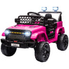 Yeah Depot - Qaba 12V Ride On Truck, Battery Powered Kids Electric Car UTV with 4 Suspension Wheels, Remote Control, 3 Speeds, LED Headlights, Horn, USB Music, Pink