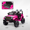 Yeah Depot - Qaba 12V Ride On Truck, Battery Powered Kids Electric Car UTV with 4 Suspension Wheels, Remote Control, 3 Speeds, LED Headlights, Horn, USB Music, Pink