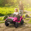 Yeah Depot - Qaba 12V Ride On Truck, Battery Powered Kids Electric Car UTV with 4 Suspension Wheels, Remote Control, 3 Speeds, LED Headlights, Horn, USB Music, Pink