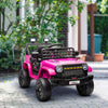 Yeah Depot - Qaba 12V Ride On Truck, Battery Powered Kids Electric Car UTV with 4 Suspension Wheels, Remote Control, 3 Speeds, LED Headlights, Horn, USB Music, Pink