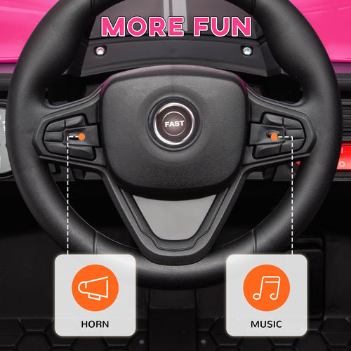 Yeah Depot - Qaba 12V Kids UTV, Battery Powered Ride on Truck, 3.7 MPH Off-Road Electric Car with Remote Control, 4-Wheel Suspension, LED Headlights, 3 Speeds, Horn & Music, for Boys and Girls, Pink