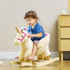 Yeah Depot - Qaba Kids Rocking Horse, Ride on Unicorn with Realistic Sounds, Safety Belt & Wooden Base, Plush Animal Rocker for Toddlers 18-36 Months, Cream White