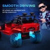 Yeah Depot - Qaba 12V Ride on Truck, Battery Powered Kids Electric Car with Parent Remote, 4 Suspension Wheels, 3 MPH Max Speed, Music, Horn & LED Lights for Ages 3-6 Years Old, Red