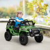 Yeah Depot - Qaba 12V Ride on Truck, Battery Powered Kids Electric Car with Parent Remote, 4 Suspension Wheels, 3 MPH Max Speed, Music, Horn & LED Lights for Ages 3-6 Years Old, Green